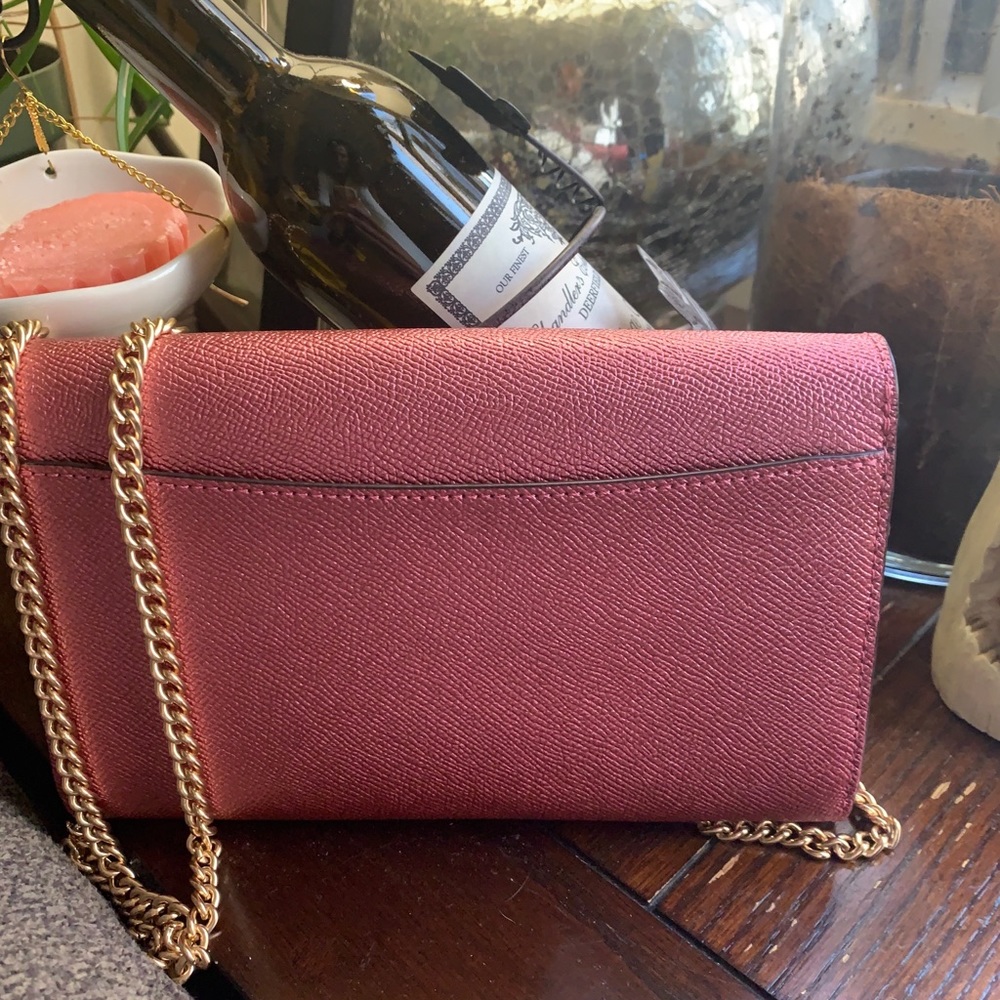 Authentic Coach metallic Crossgrain leather turnlock flap wristlet/Crosby - Picture 8 of 15